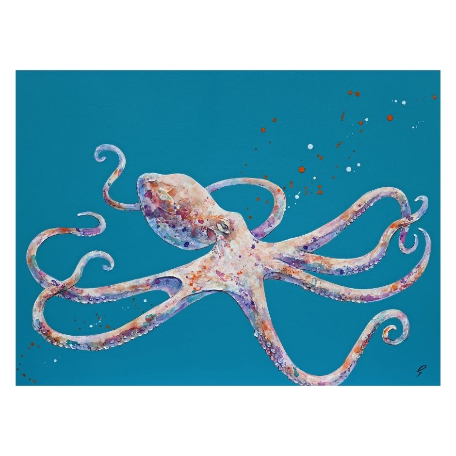 Colorful octopus illustration on a blue background
