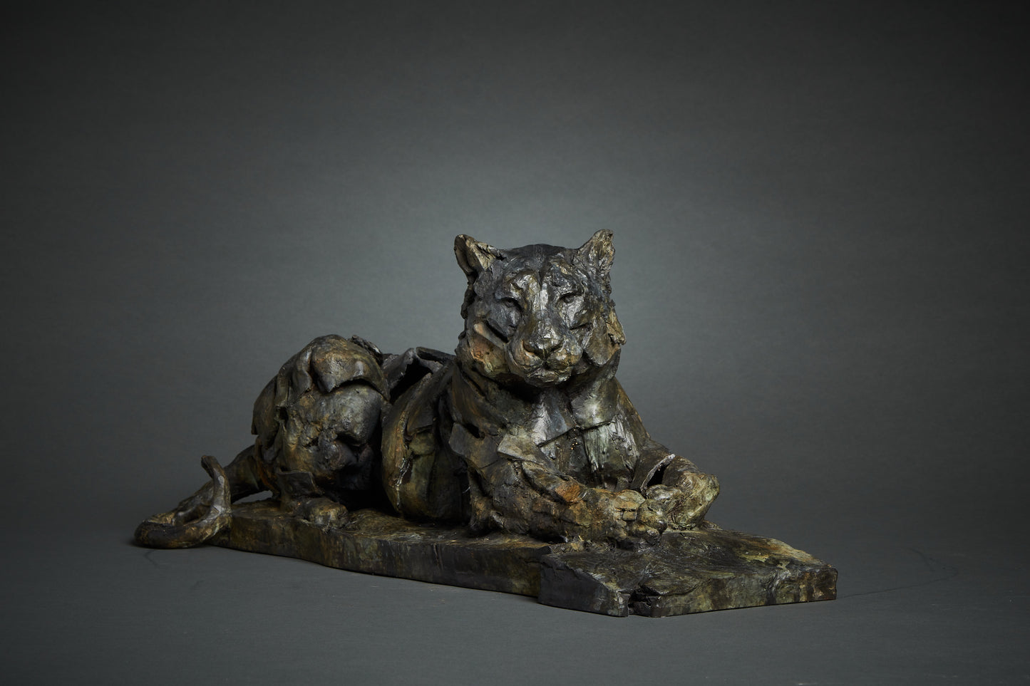 Fred Gordon Resting Tiger bronze sculpture