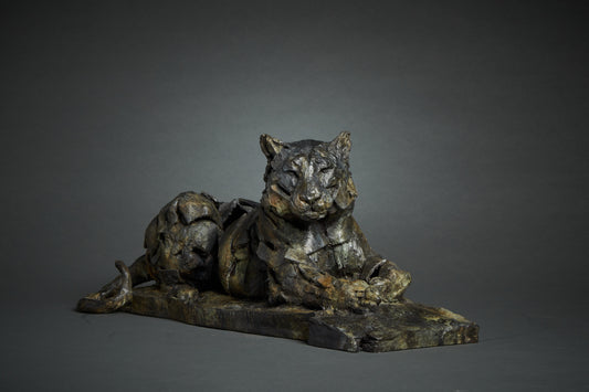 Fred Gordon Resting Tiger bronze sculpture