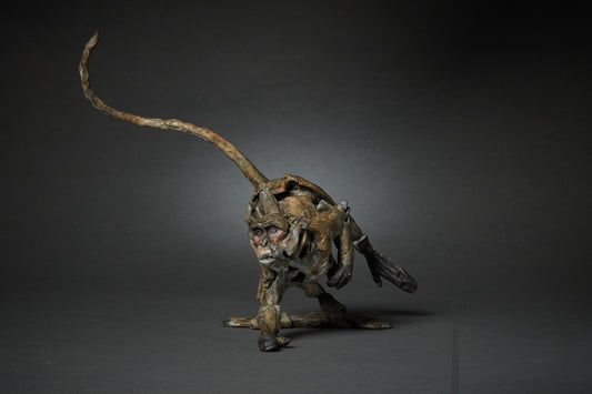 Fred Gordon running Macaque monkey bronze sculpture