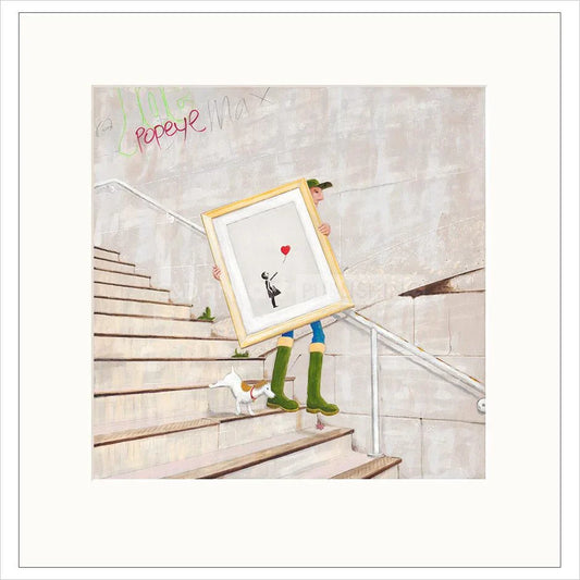 Illustration of a person holding a framed picture on a staircase, with 'Pepe' and 'Pepele' text.