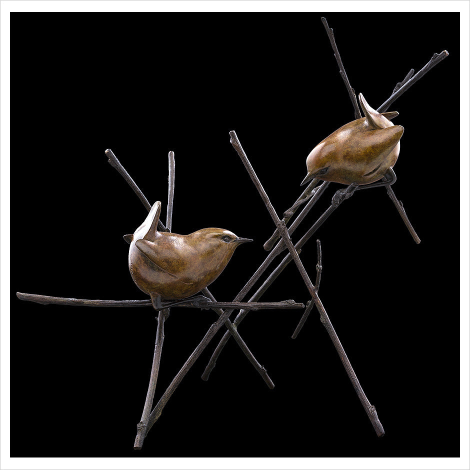 Two Wrens on Twigs by Adam Binder