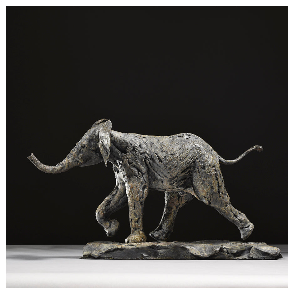 Elephant Calf Bold - bronze sculpture