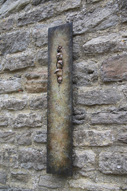 Bronze wall plaque five sparrows