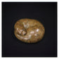 Brown stone sculpture of a cat on a black background