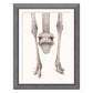 Framed artwork of an ostrich with a white background