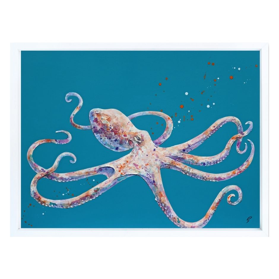 Colorful octopus illustration on a blue background