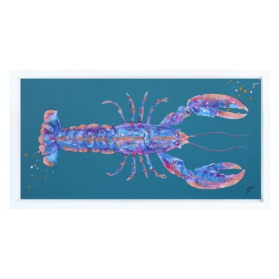 Colorful lobster illustration on a teal background