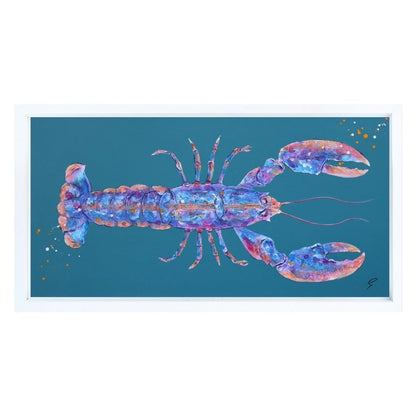 Colorful lobster illustration on a teal background