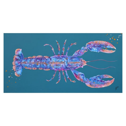 Colorful lobster illustration on a blue background