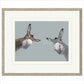 Framed artwork of two donkeys facing each other on a light gray background