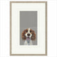 Framed artwork of a dog's portrait on a gray background