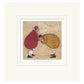 Mounted illustration of a couple on a beige background