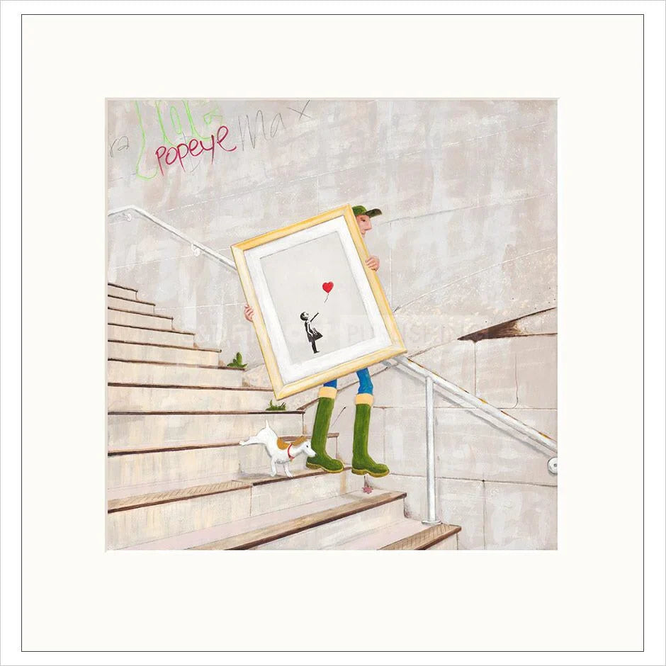 Illustration of a person holding a framed picture on a staircase, with 'Pepe' and 'Pepele' text.