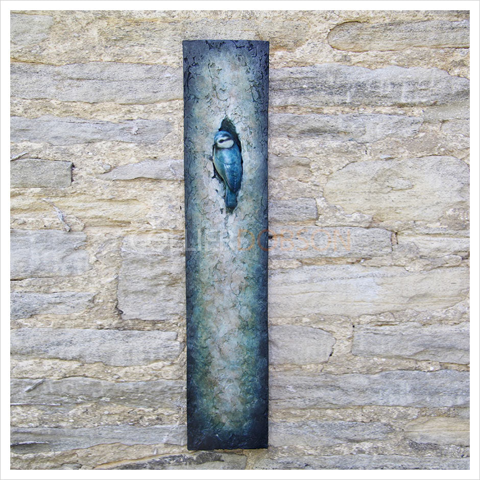 Long Blue Tit Plaque by Adam Binder