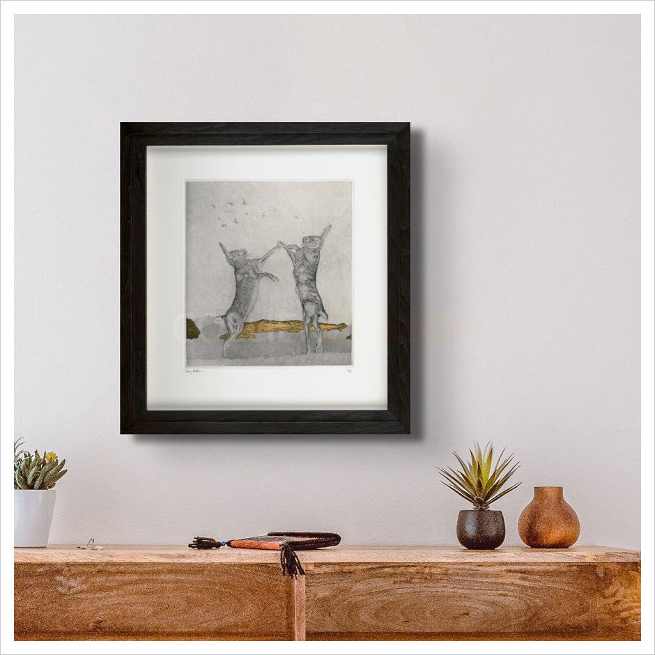 Boxing hares by Guy Allen