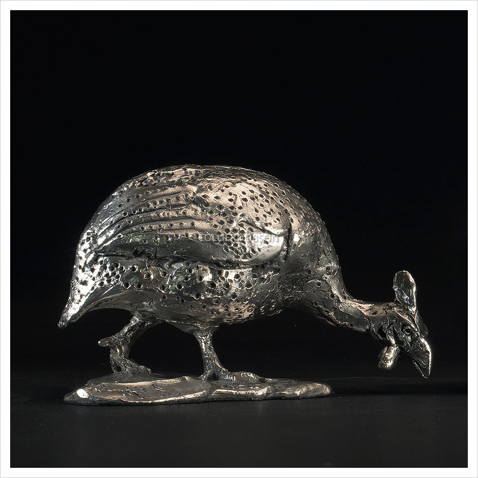 Guinea Fowl - Pecking (Silver) by Hamish Mackie