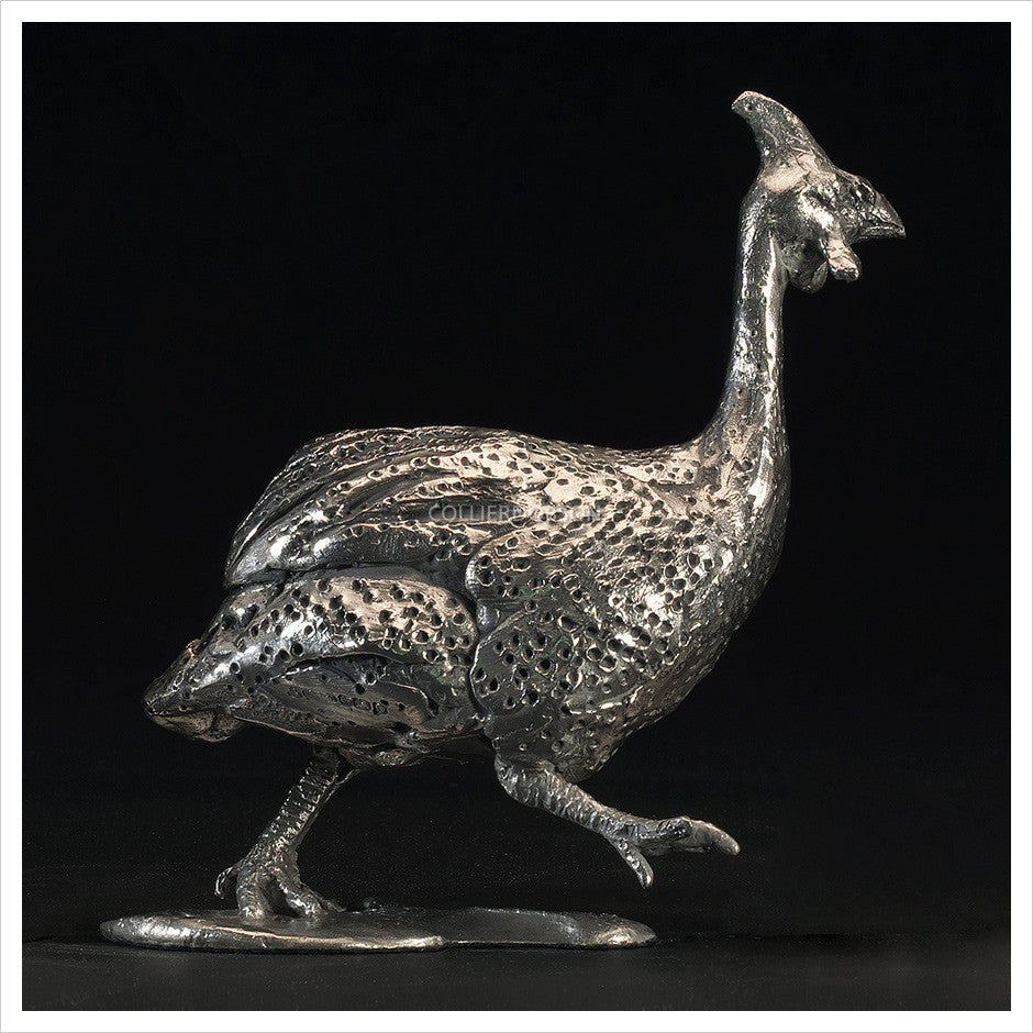 Guinea Fowl - Running (Silver) by Hamish Mackie