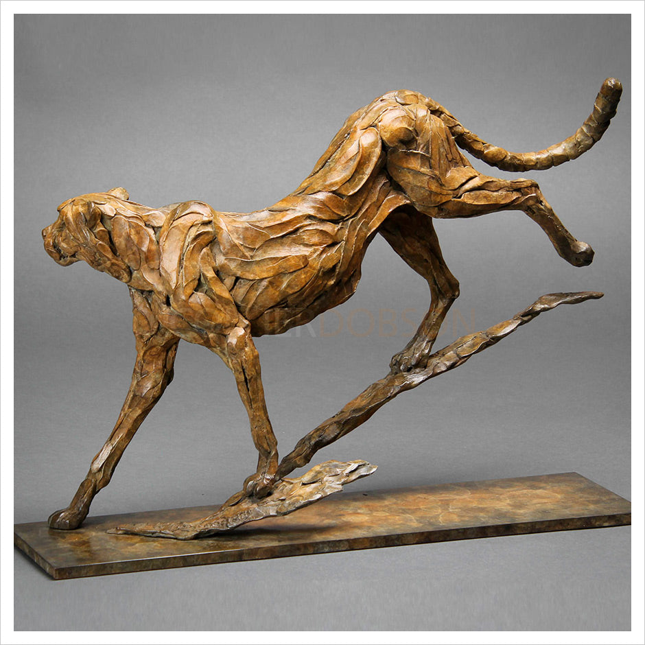 Bronze Cheetah Sculpture: Large Running Cheetah by Jonathan Sanders