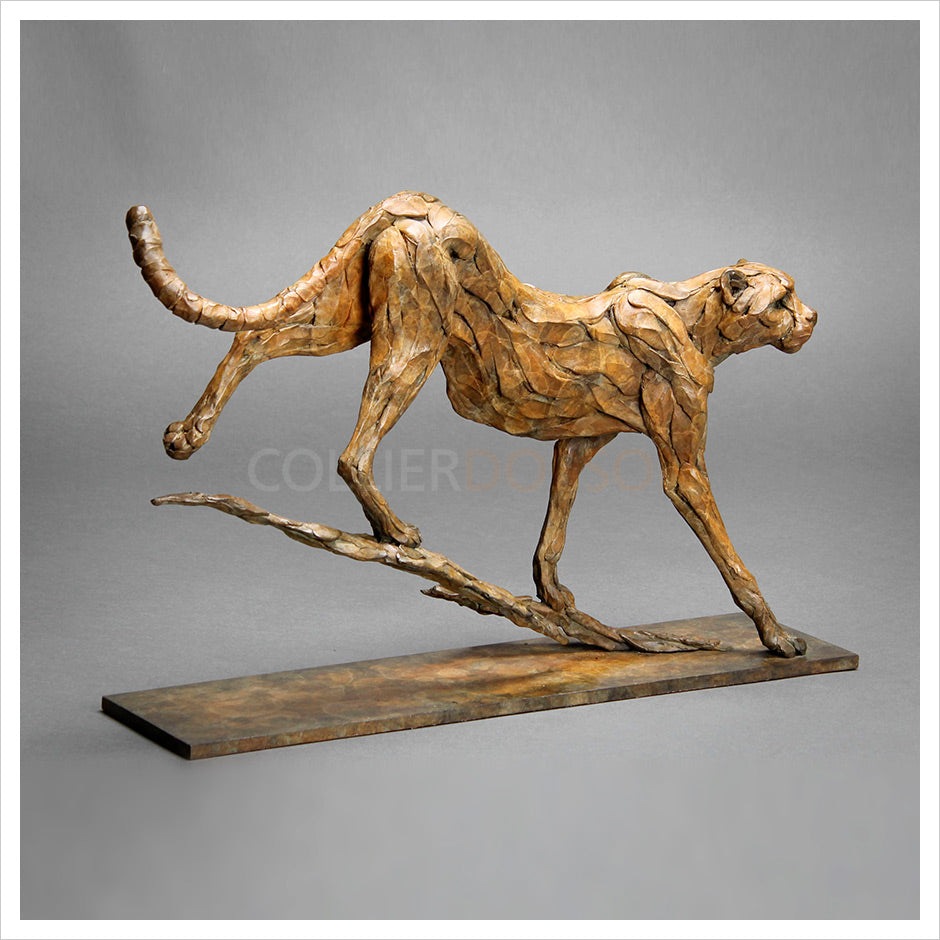 Bronze Cheetah Sculpture: Large Running Cheetah by Jonathan Sanders